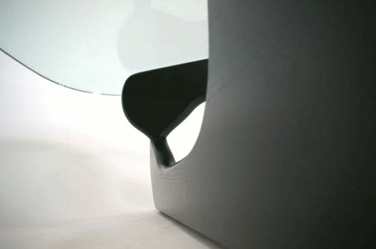 イサム・ノグチがデザインしたコーヒーテーブルIN50（脚：アッシュブラック塗装）のディテール